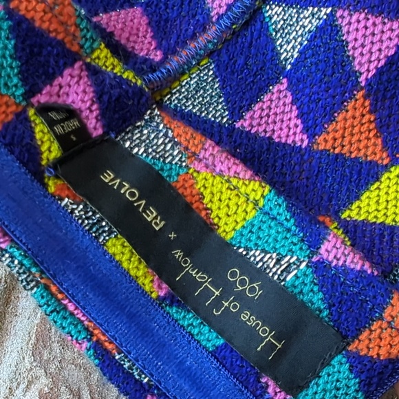 House of Harlow 1960Revolve Multicolor Geometric Woven Tapestry Strapless Dress - Picture 7 of 8